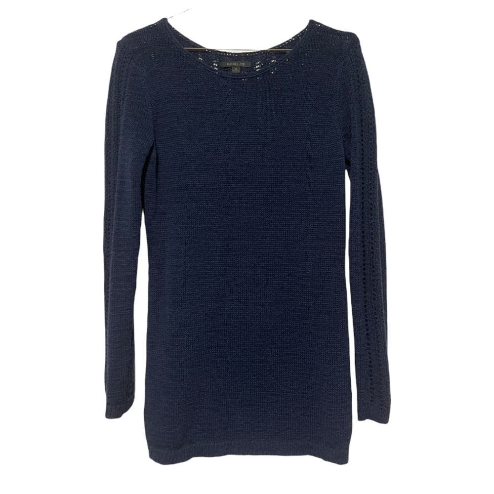 Rachel‎ Zoe KARLA Open Knit Pullover Sweater Navy Blue M